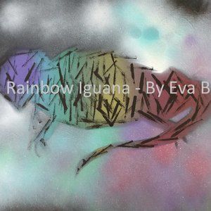 Handmade Abstract Painting Of A Rainbow Iguana In A Tree 16x20 Unframed Canvas